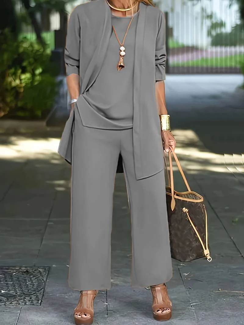 Henriette | Damen Dreiteiler Set mit Weiter Hose