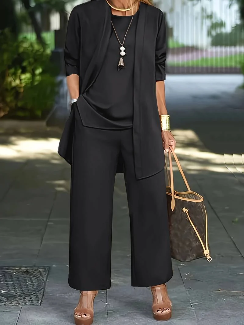 Henriette | Damen Dreiteiler Set mit Weiter Hose