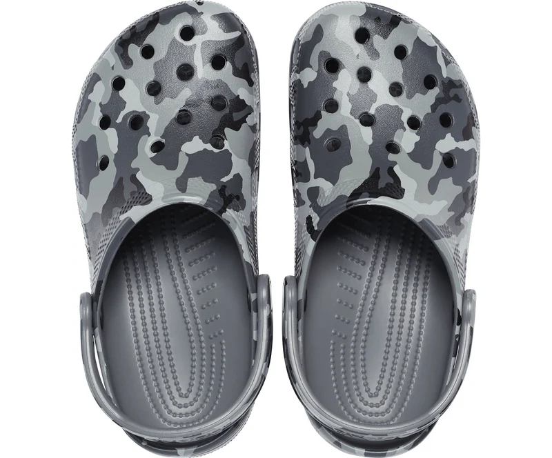 Crocs Klassischer, bedruckter Unisex-Camouflage-Clog – Schiefergrau / Multi