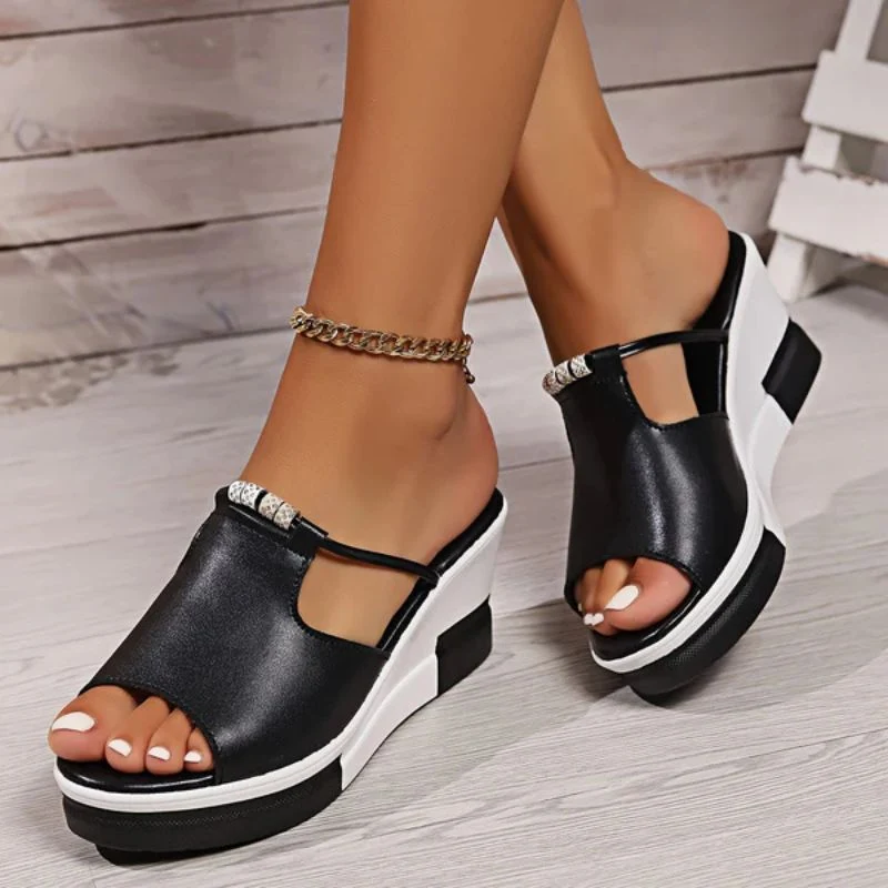 Carina | Damen Plateau Sandalen mit T-Riemen