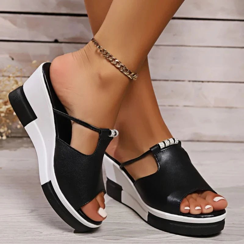 Carina | Damen Plateau Sandalen mit T-Riemen