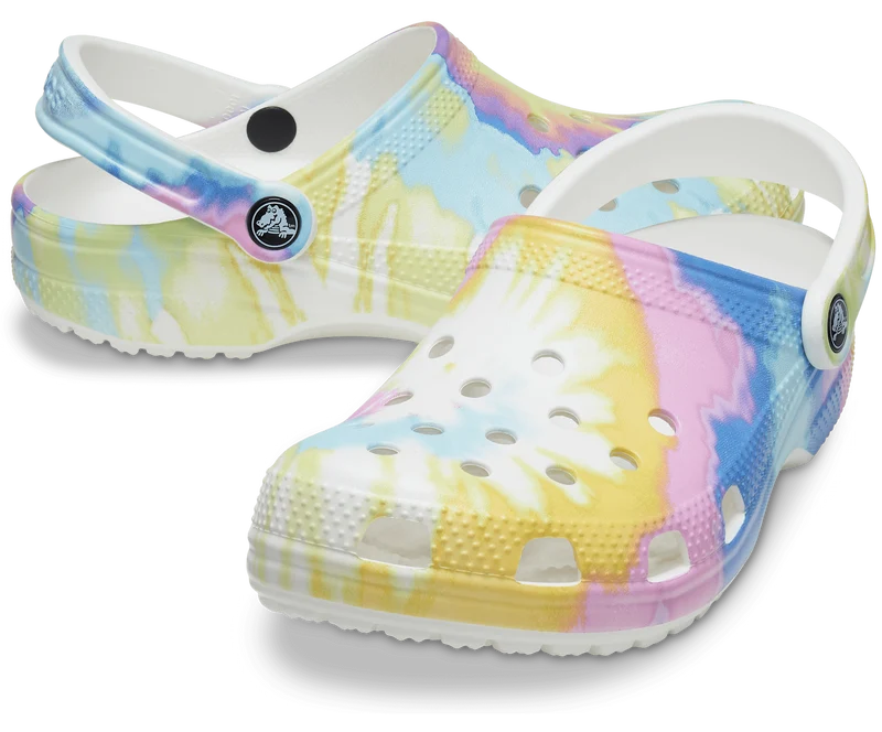 Crocs Unisex Classic Tie Dye Graphic Clog – Weiß / Mehrfarbig