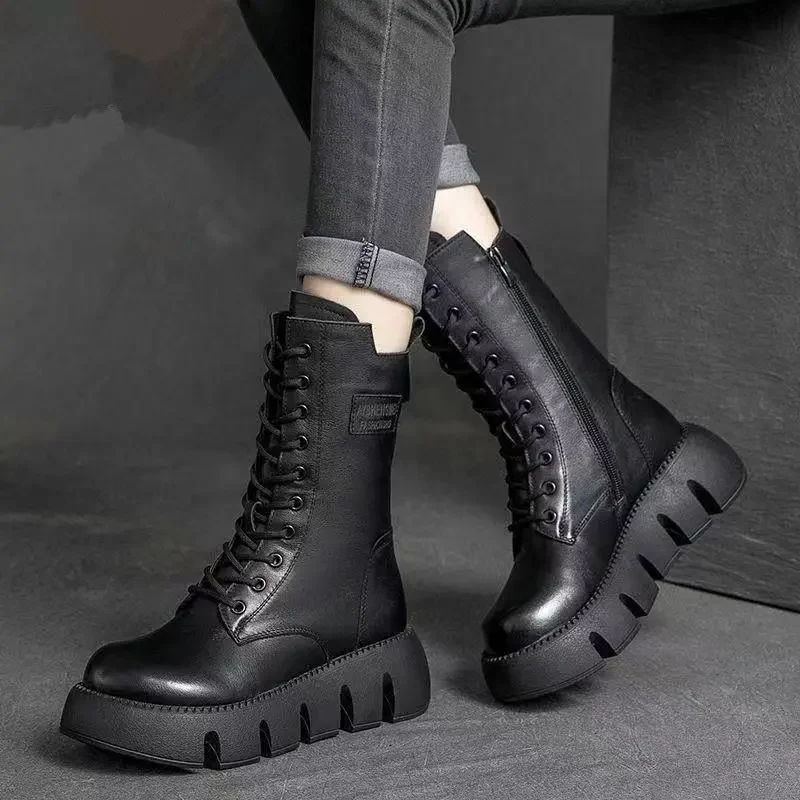 Lena | Dicke Sohle Seitlicher Reißverschluss Damenstiefel
