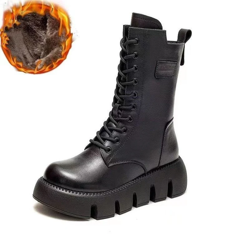 Lena | Dicke Sohle Seitlicher Reißverschluss Damenstiefel