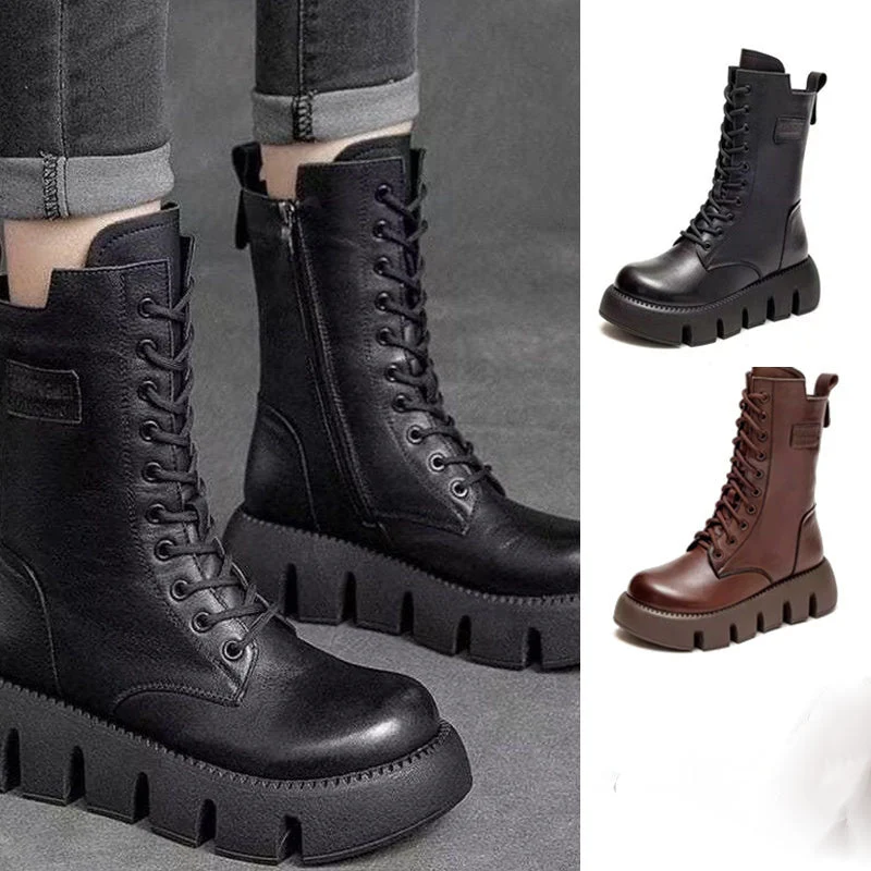 Lena | Dicke Sohle Seitlicher Reißverschluss Damenstiefel