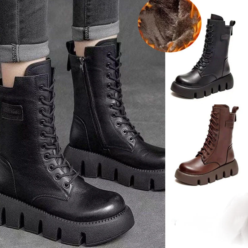 Lena | Dicke Sohle Seitlicher Reißverschluss Damenstiefel