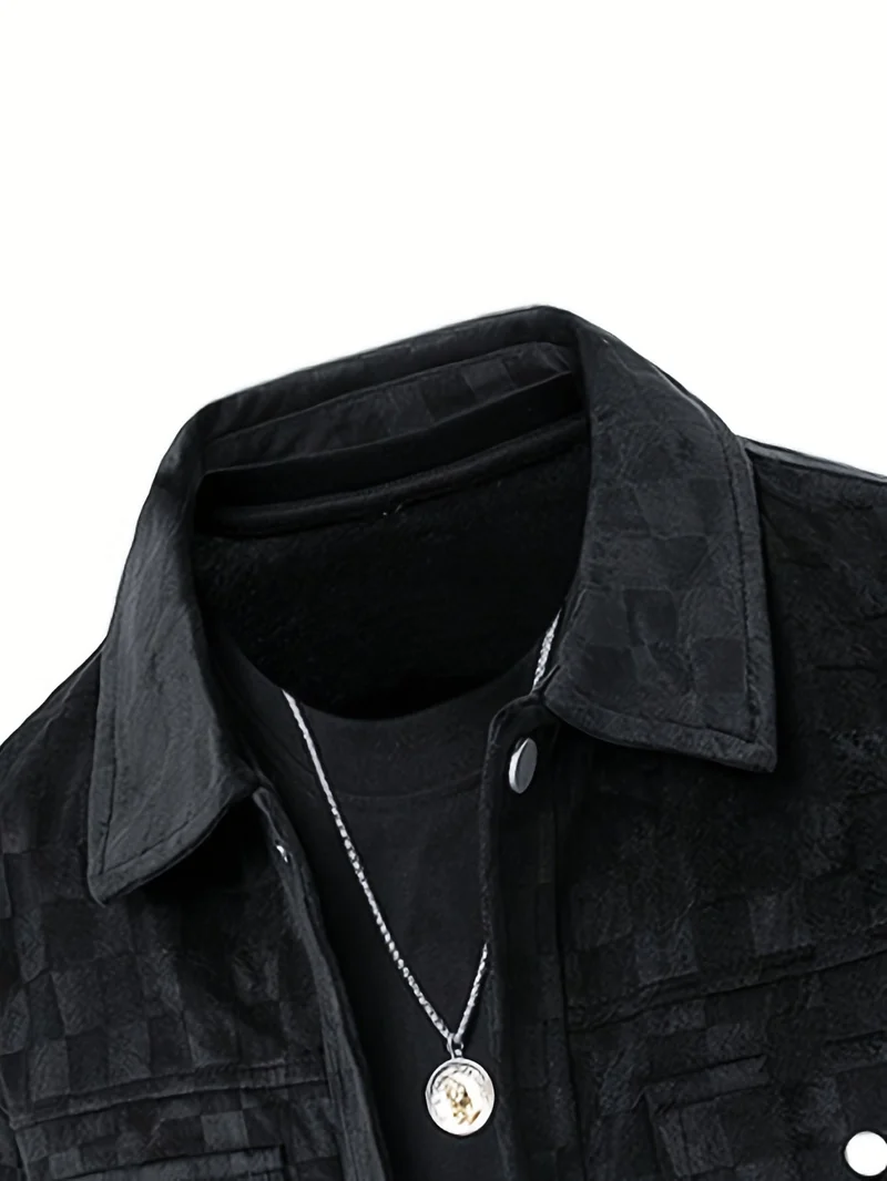 Drake | Herren Velour-Jacke Karomuster Snap-Button Herbst