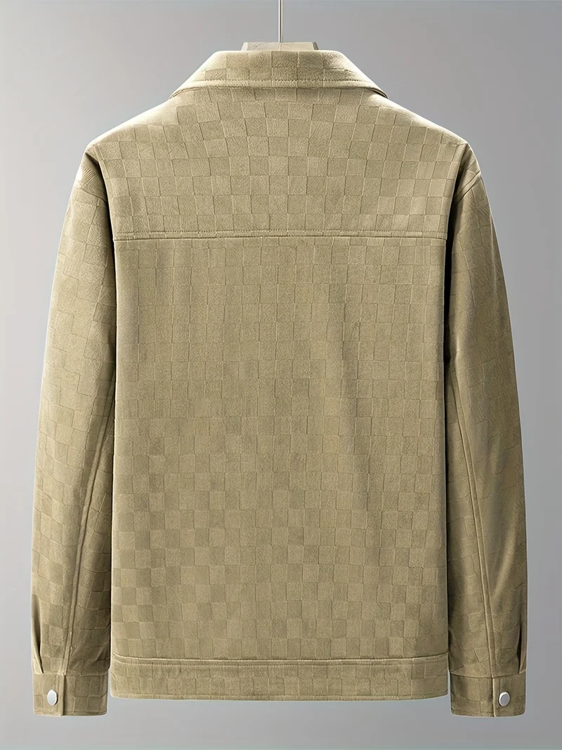Drake | Herren Velour-Jacke Karomuster Snap-Button Herbst