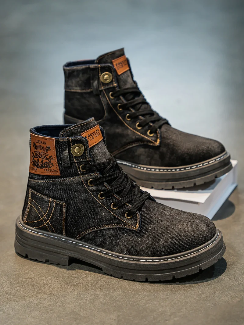 Knox | Herren Denim-Boots Schnürung Profilsohle Urban