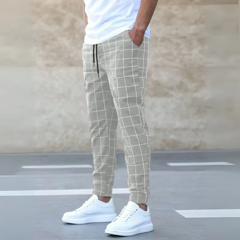 Karlo | Herren Karo-Jogger Slim Fit Freizeithose Sommer