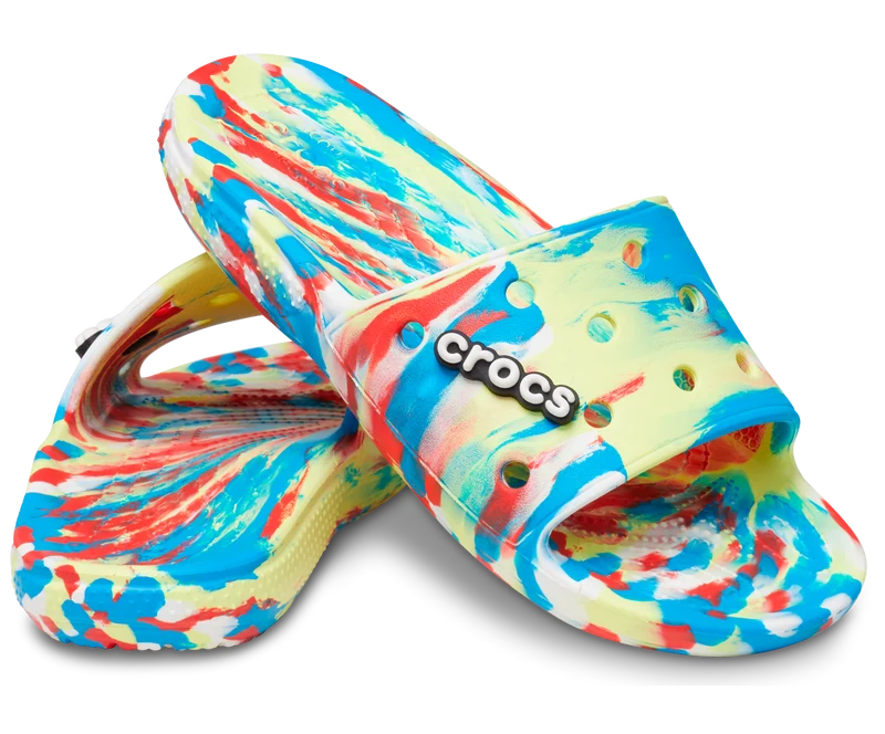 Crocs Klassische Unisex-Marmorrutsche – Schwefel