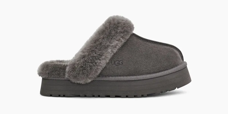 UGG Disquette Plateau-Hausschuhe für Damen – Anthrazit