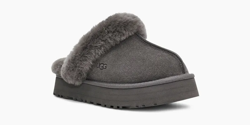 UGG Disquette Plateau-Hausschuhe für Damen – Anthrazit