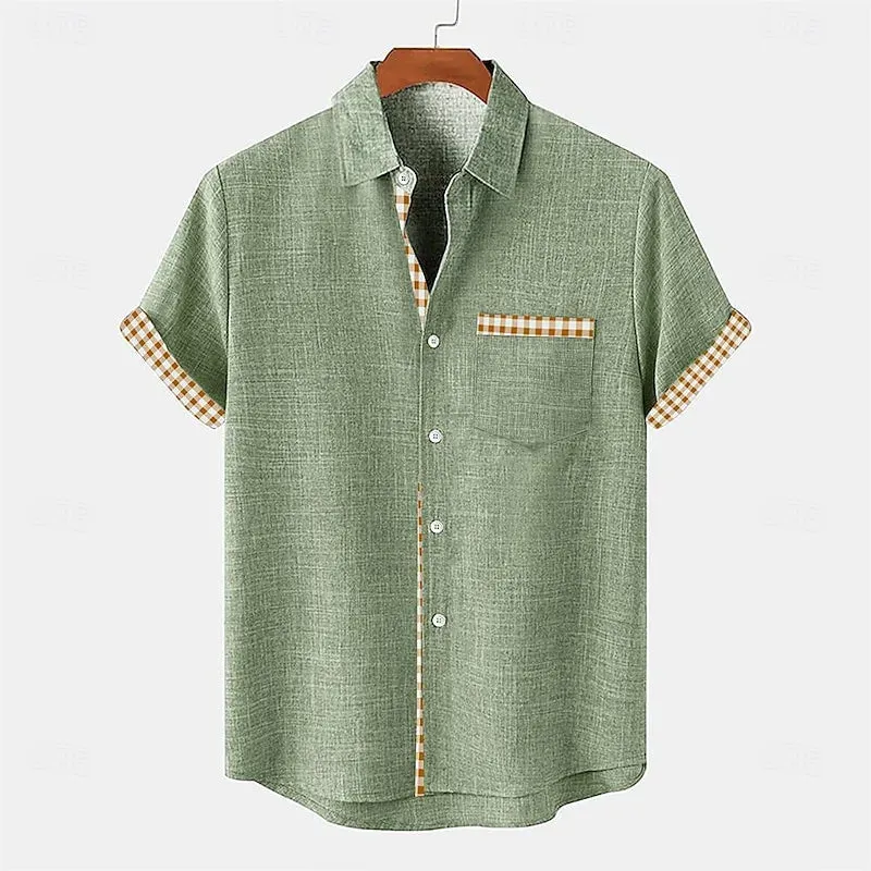 Jhon | Herren hemd Kurzarm Gingham-Kontrast Sommer