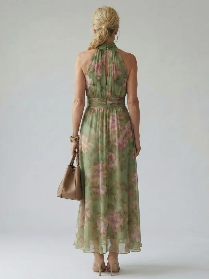 Calandra | Damen Blumen Halter Midikleid