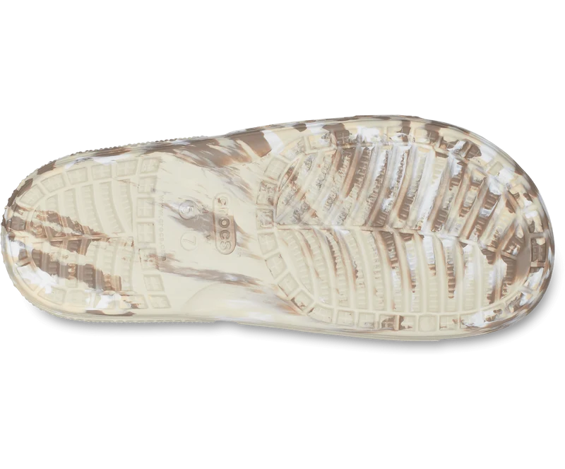 Crocs Klassische, marmorierte Unisex-Rutsche – Knochen