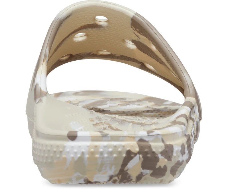Crocs Klassische, marmorierte Unisex-Rutsche – Knochen
