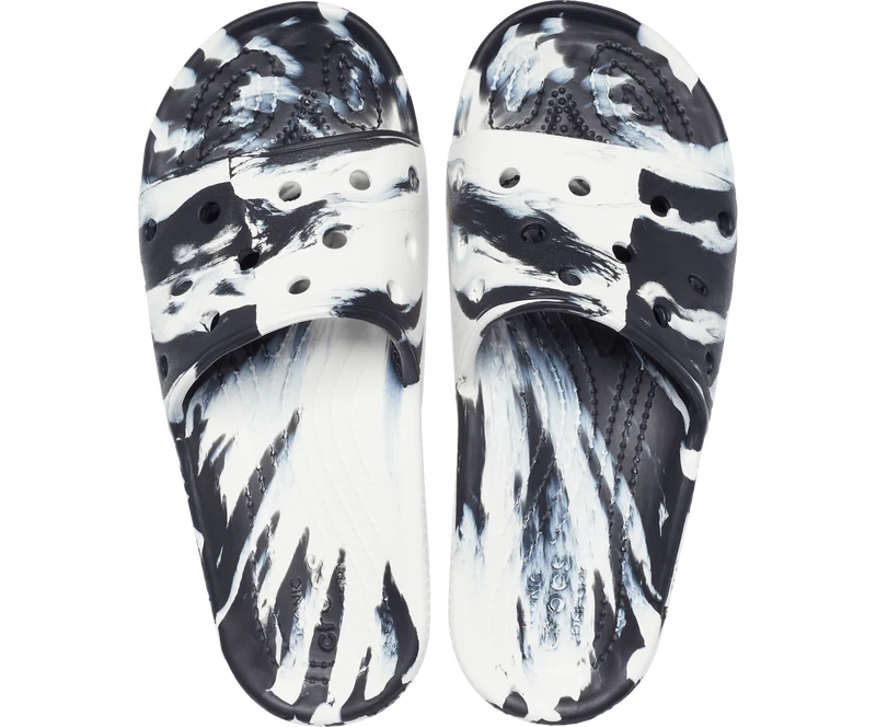 Crocs Klassische, marmorierte Unisex-Slipper – Schwarz