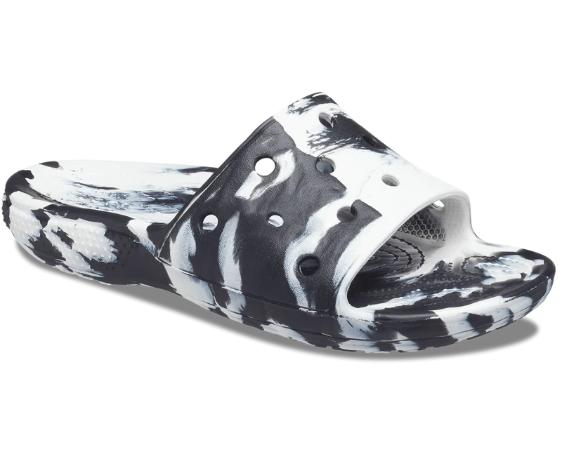 Crocs Klassische, marmorierte Unisex-Slipper – Schwarz
