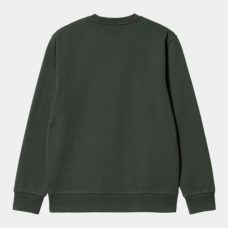 Carhartt WIP Herren-Sweatshirt mit Schriftzug-Stickerei – Buchsbaum