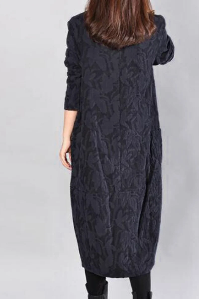Kayla Maxikleid mit Blätterprint | Schwarz