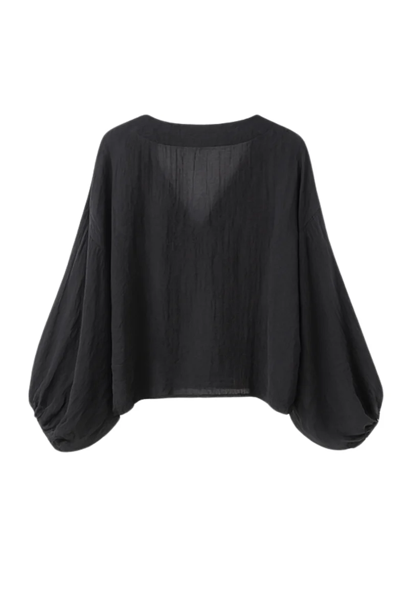 Aella Leinenbluse | Schwarz