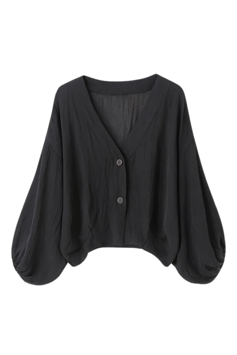 Aella Leinenbluse | Schwarz