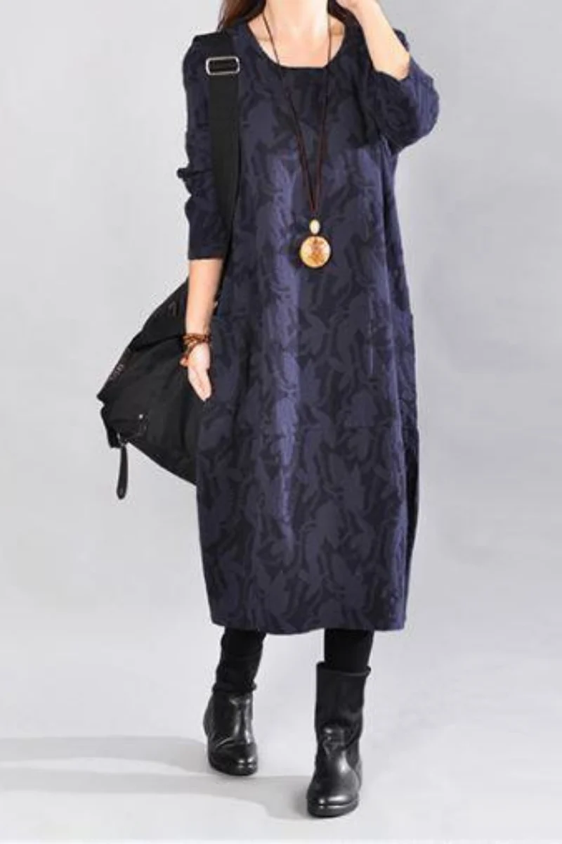 Kayla Maxikleid mit Blätterprint | Blau