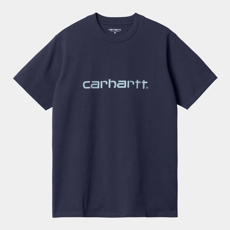Carhartt WIP Herren-Kurzarm-T-Shirt mit Schriftzug – Enzian