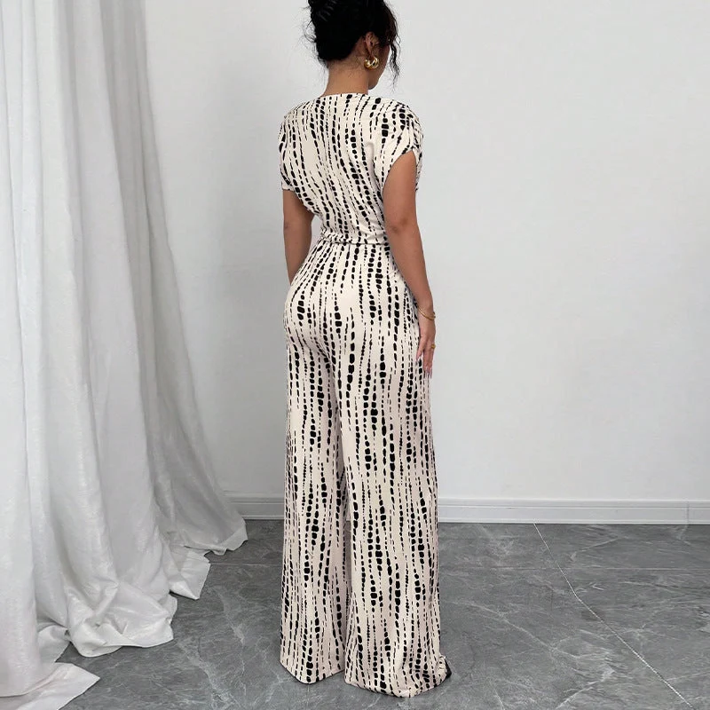 Bianca | Damen Overall One-Shoulder Weites Bein Print Elegant