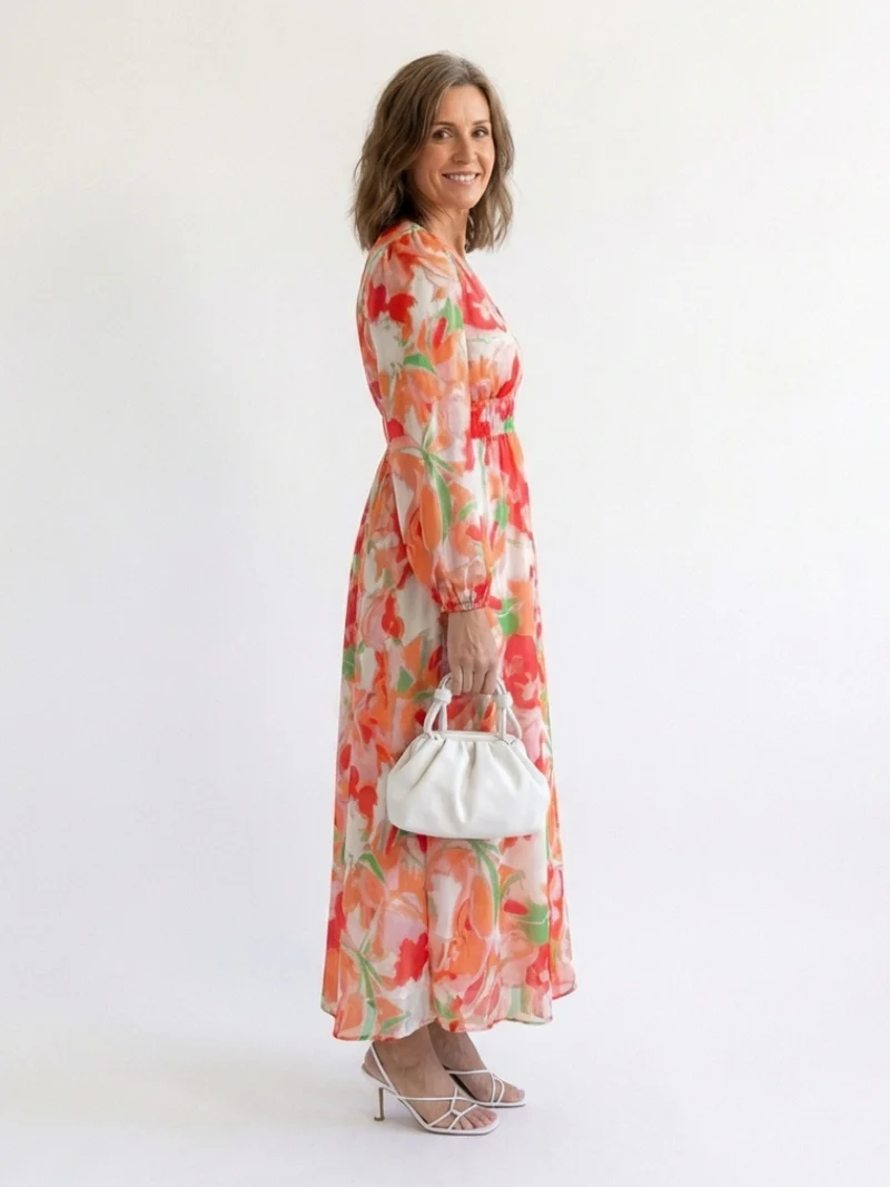Isolde | Damen Blumenmuster Wickel Maxikleid