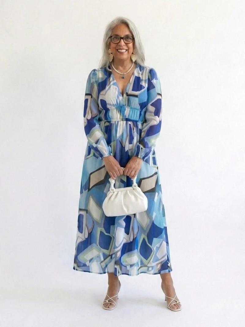 Isolde | Damen Blumenmuster Wickel Maxikleid