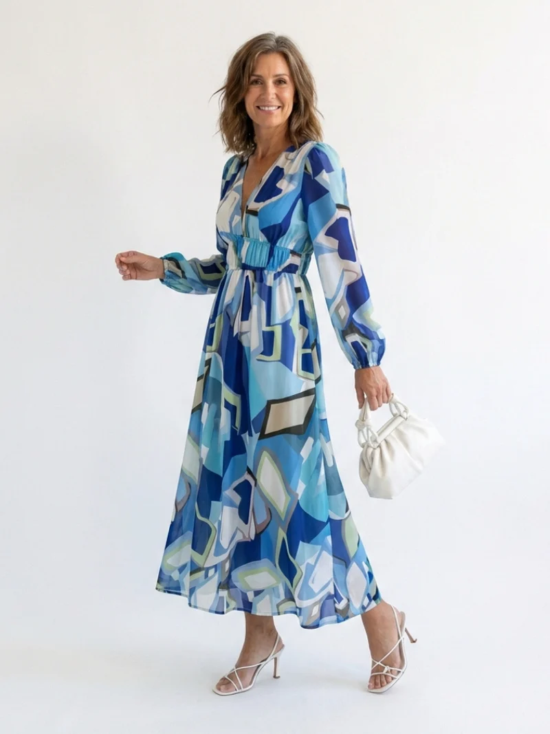 Isolde | Damen Blumenmuster Wickel Maxikleid