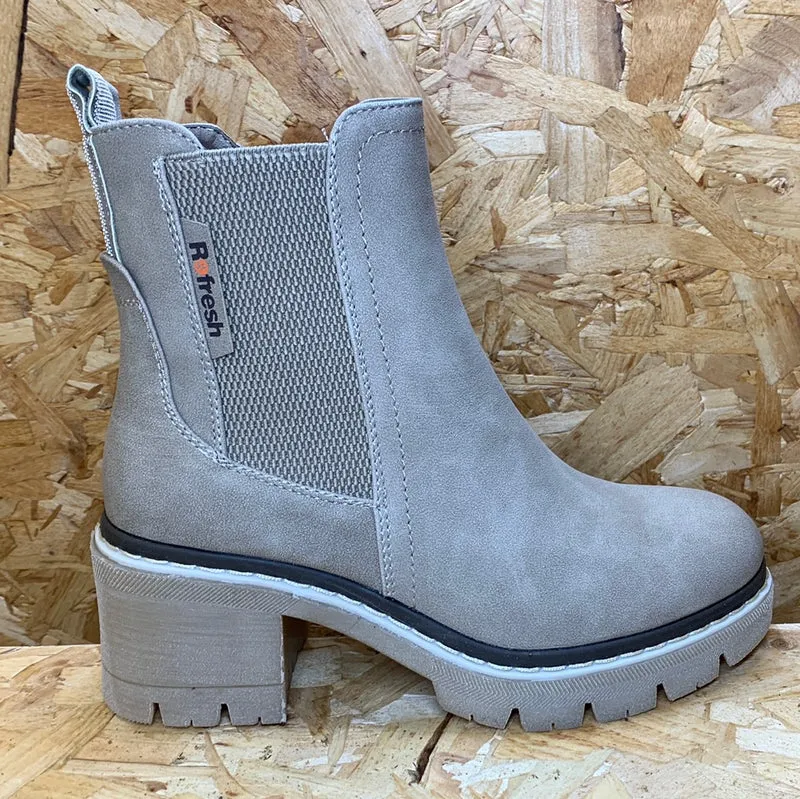 Refresh Modische Damen-Stiefelette mit Absatz – Beige