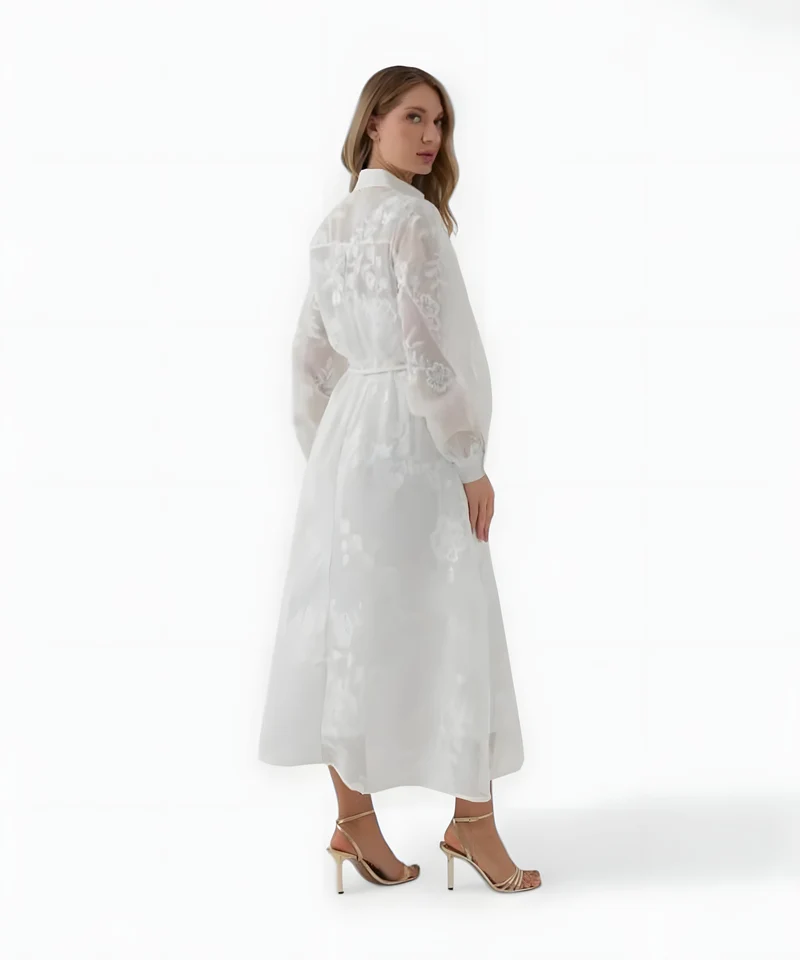 Isadora Jacquard Kleid mit modernem Charme | Weiß