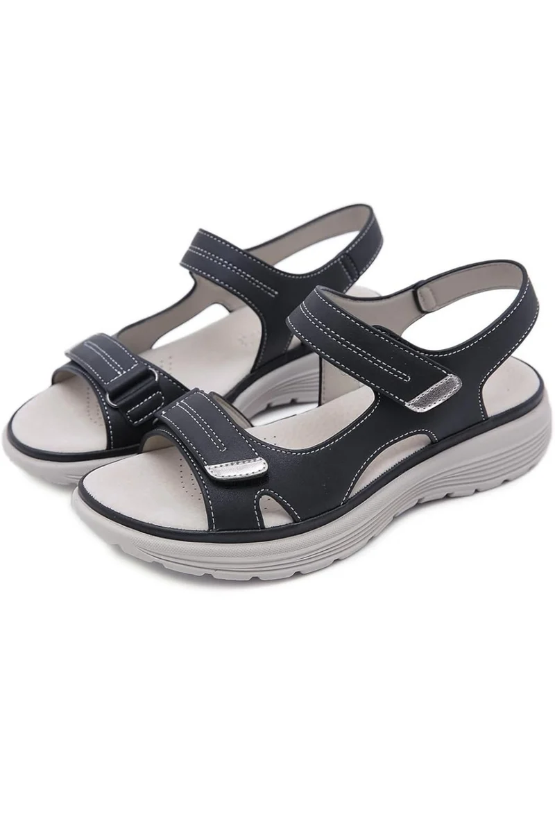 Tonya Orthopädische Ledersandalen | Schwarz