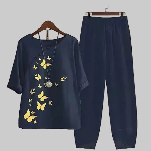Felicitas | Damen Schmetterling Print Freizeitset