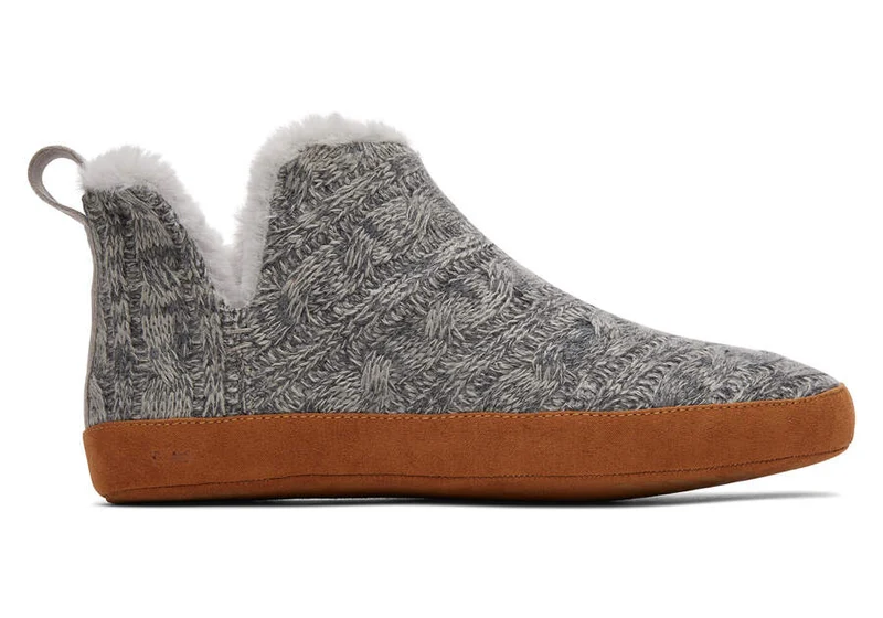 TOMS Damen Lola Zopfmuster-Hausschuhe – Grau