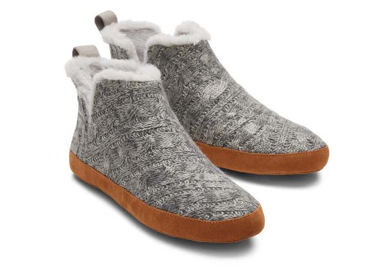 TOMS Damen Lola Zopfmuster-Hausschuhe – Grau