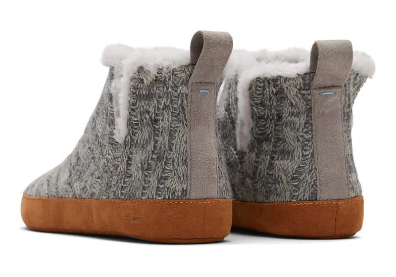 TOMS Damen Lola Zopfmuster-Hausschuhe – Grau