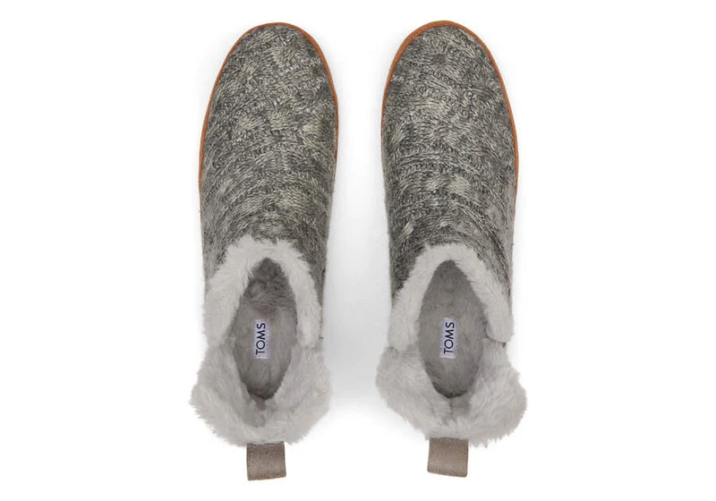 TOMS Damen Lola Zopfmuster-Hausschuhe – Grau