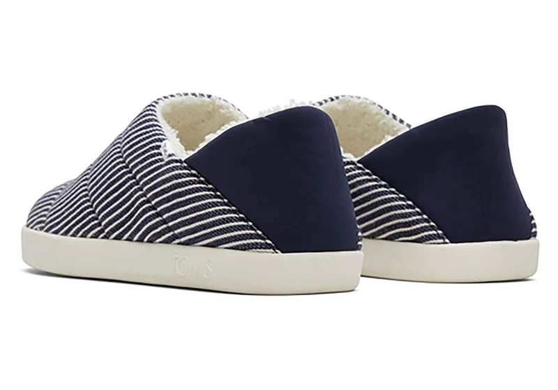 TOMS Herren Ezra Railroad Stripe Slipper – Marineblau