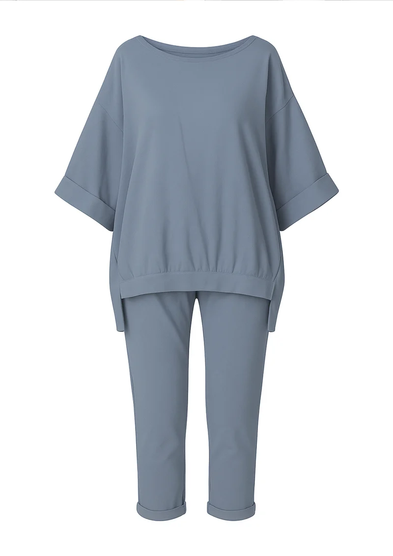 Rani Loungewear-Set mit Pullover-Top und verkürzter Hose | Grau