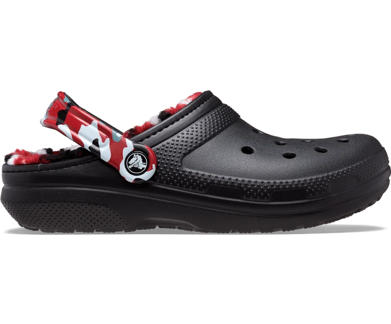 Crocs Unisex Classic Lined Camo Clog – Schwarz / Rot
