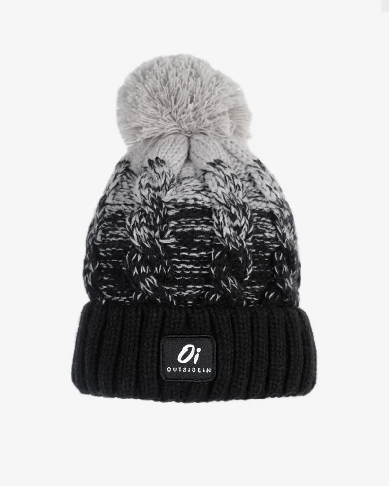 Outside In Unisex-Wintermütze mit Bommel – Black Fade