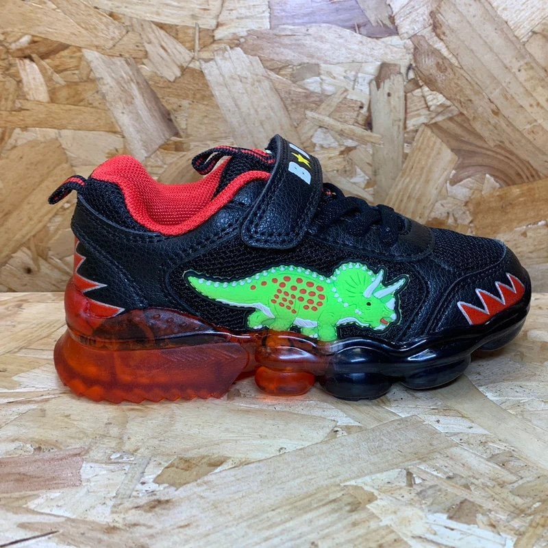 Bull Boys Kinder Triceratops Light Up Trainer – Schwarz