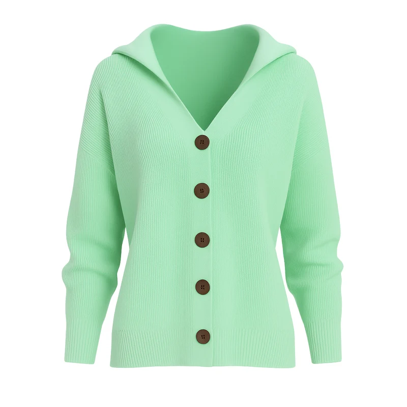 Elise Elegante Strickjacke mit Kapuze | Grün