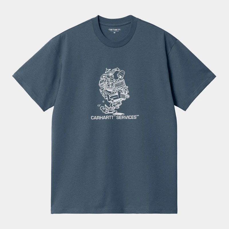 Carhartt WIP Herren-Umzugsservice-Kurzarm-T-Shirt – Sturmblau