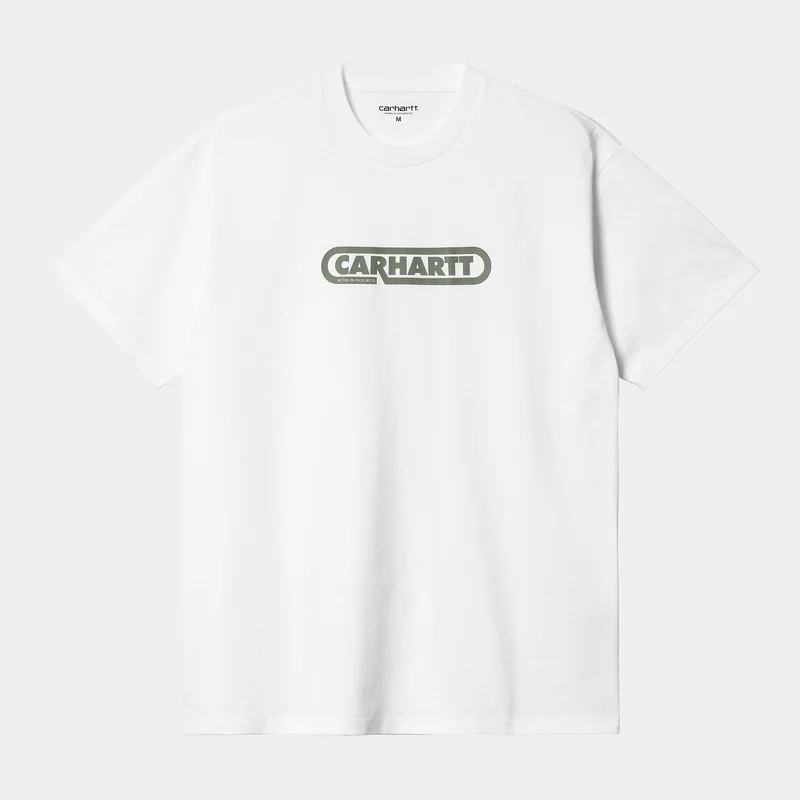 Carhartt WIP Herren Fuse Kurzarm-T-Shirt – Weiß / Dollargrün