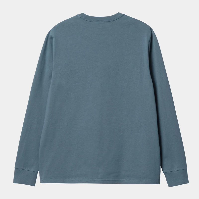 Carhartt WIP Herren-T-Shirt mit langen Ärmeln und Taschen – Sturmblau